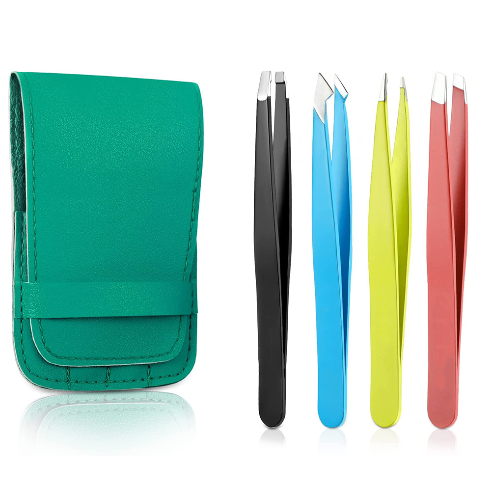 Eyebrow Plucking Tweezer Kit with Leather Case